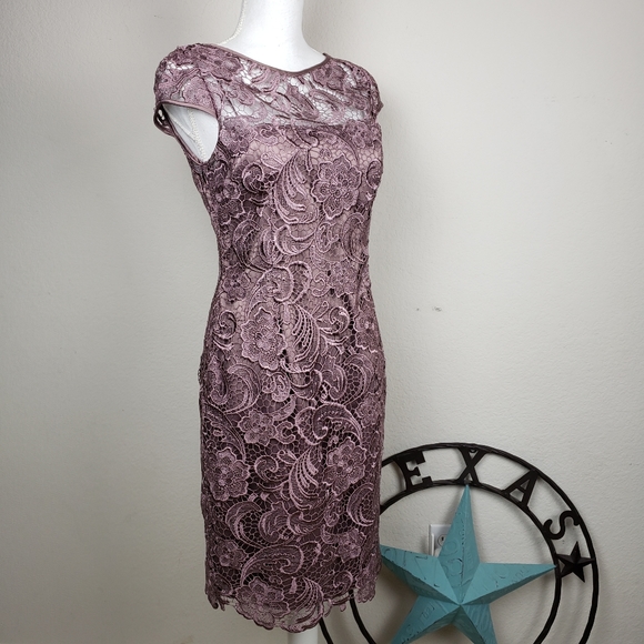 Adrianna Papell Bodice Lace Sheath Dress - Picture 2 of 13